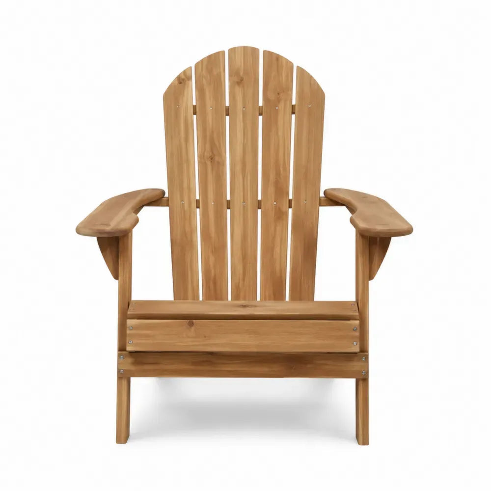 Silla de exterior tipo Adirondack de madera maciza de acacia con reposabrazos 75 cm x 85 cm x 90 cm color madera natural marrón