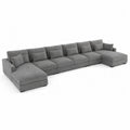 Sofá modular en U tapizado en tejido de poliéster gris con doble chaise longue 300 x 200 x 85 cm