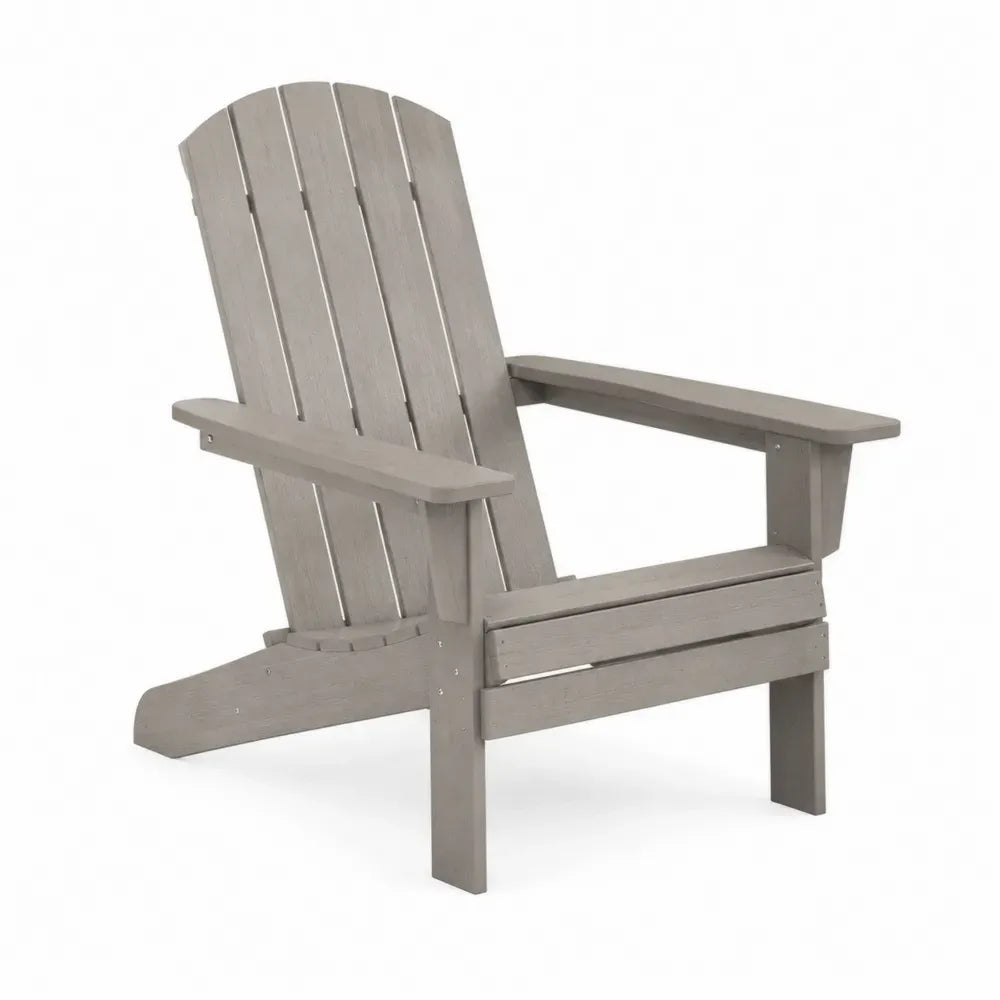 Silla de exterior tipo Adirondack de HDPE con estructura rígida color gris 78 x 90 x 95 cm