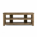 Mueble para TV de madera MDF estilo rústico color marrón natural estantería baja de dos niveles 140 x 40 x 50 cm