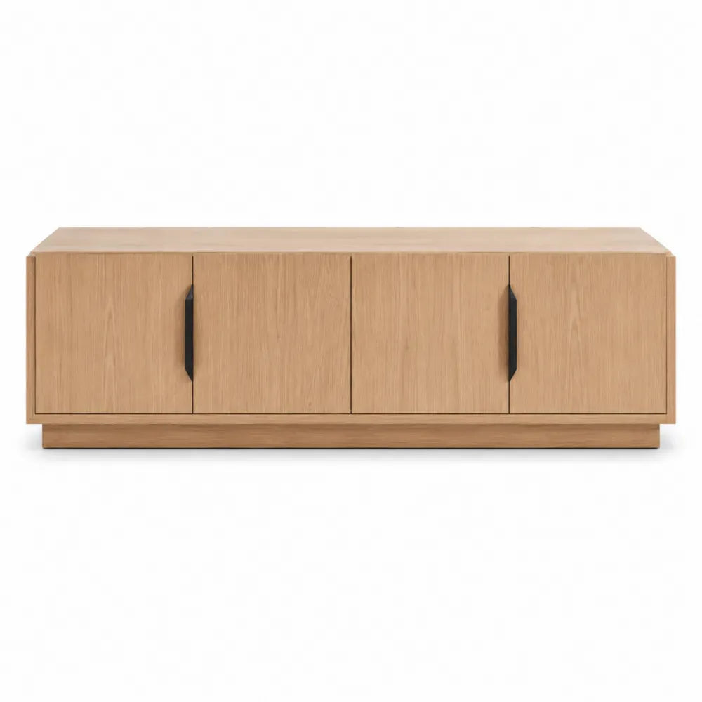 Mueble para TV de madera MDF con acabado efecto madera natural y puertas frontales 180 x 40 x 50 cm