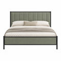 Cama tapizada para colchón 160 x 200 cm con cabecero acolchado estructura de acero rectangular verde oliva y negro